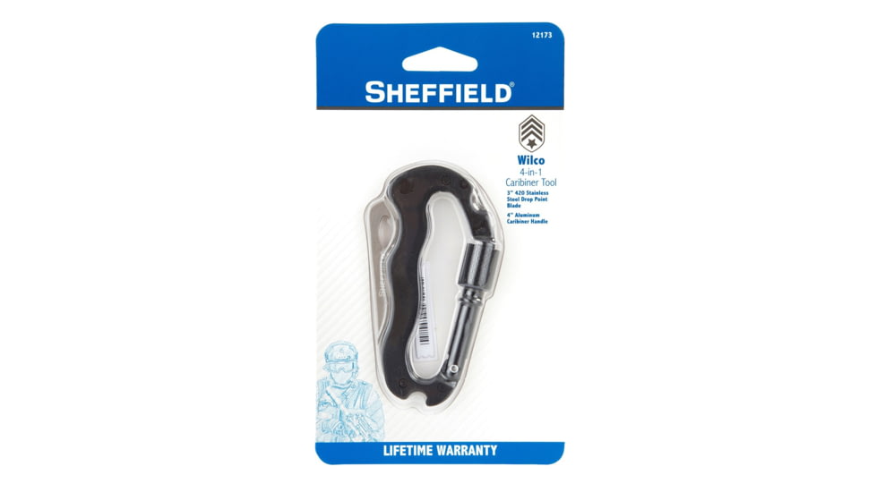 Sheffield Wilco 4-In-1 Carabiner Multi-Tool, Black, 12173