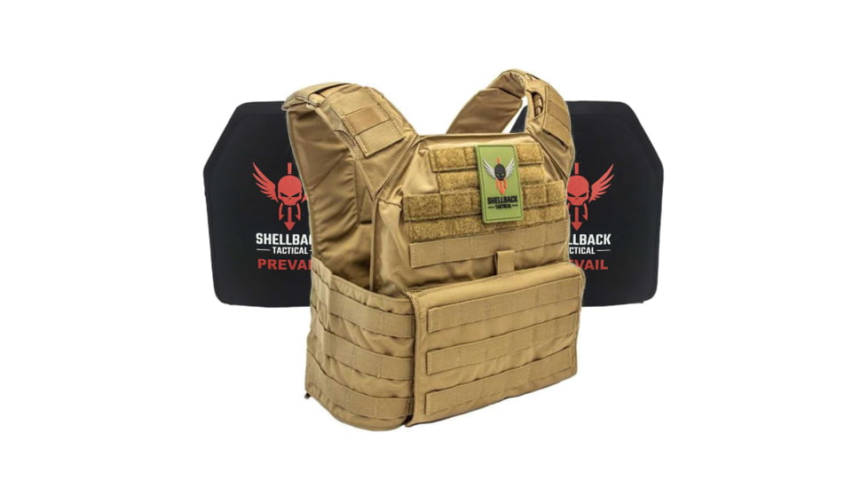 Shellback Tactical Banshee Active Shooter Kit with Level IV Model 1155 Armor Plates, Coyote, One Size, NSN N, SBT-BANRIF-ASK-CT