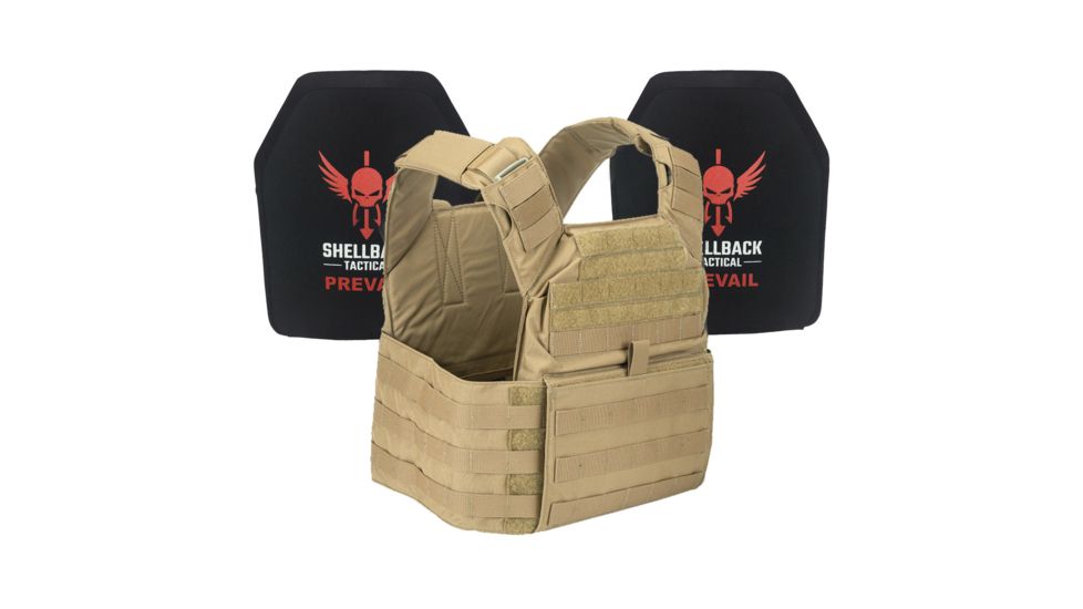 Shellback Tactical Banshee Active Shooter Kit with Level IV Model 1155 Armor Plates, Coyote, One Size, NSN N SBT-BANRIF-ASK-CT