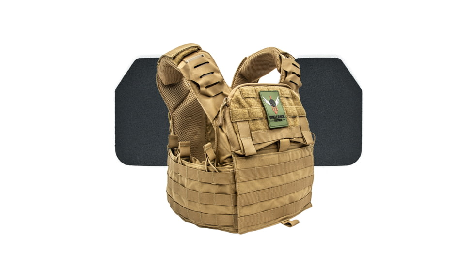 Shellback Tactical Banshee Elite 2.0 Body Armor Kit with Level III+ Model P5mmSAO Armor Plates, Coyote, One Size, SBT-BANELT-P5MM-CT