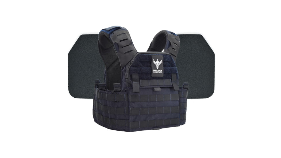 Shellback Tactical Banshee Elite 2.0 Body Armor Kit with Level III+ Model P5mmSAO Armor Plates, Navy Blue, One Size, SBT-BANELT-P5MM-NB