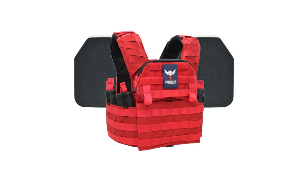 Shellback Tactical Banshee Elite 2.0 Body Armor Kit with Level III+ Model P5mmSAO Armor Plates, Range Red, One Size, SBT-BANELT-P5MM-RD