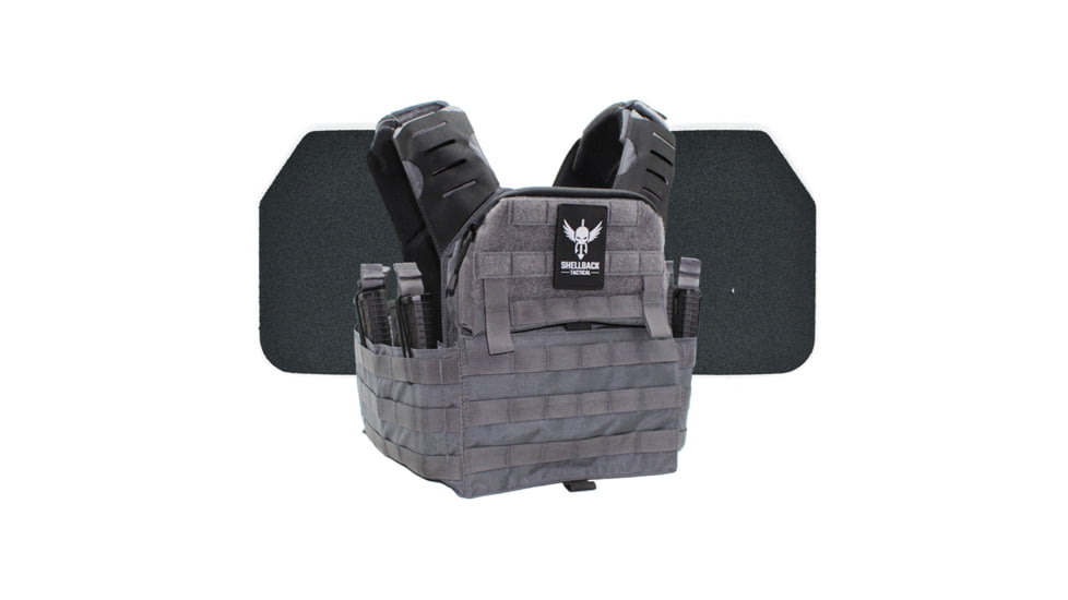 Shellback Tactical Banshee Elite 2.0 Body Armor Kit with Level III+ Model P5mmSAO Armor Plates, Wolf Grey, One Size, SBT-BANELT-P5MM-WG