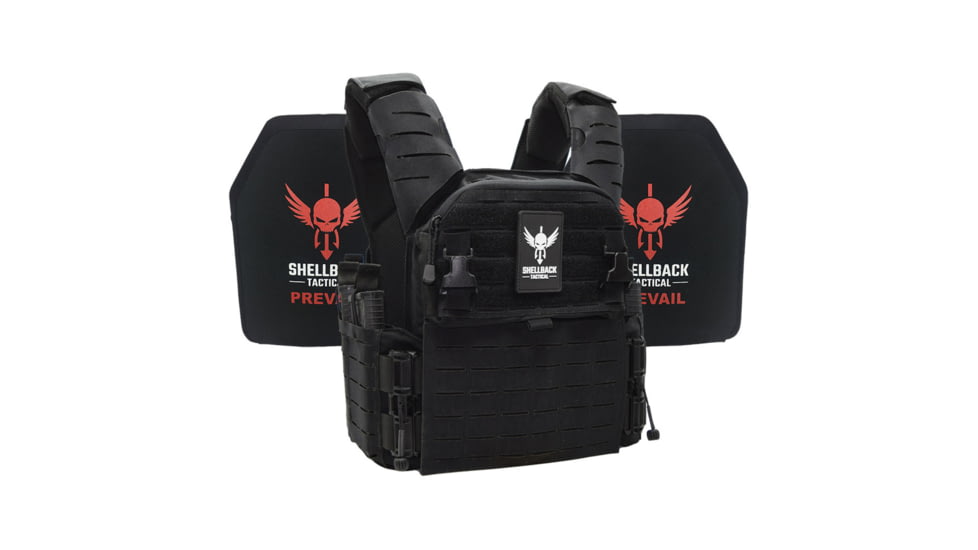 Shellback Tactical Banshee Elite 3.0 Lightweight Level III Armor System, SAPI Cut, Single Curved, 10x12in, Black, 2XL/3XL, SBT-BANELT3-LON-III-P-BK-2X3X