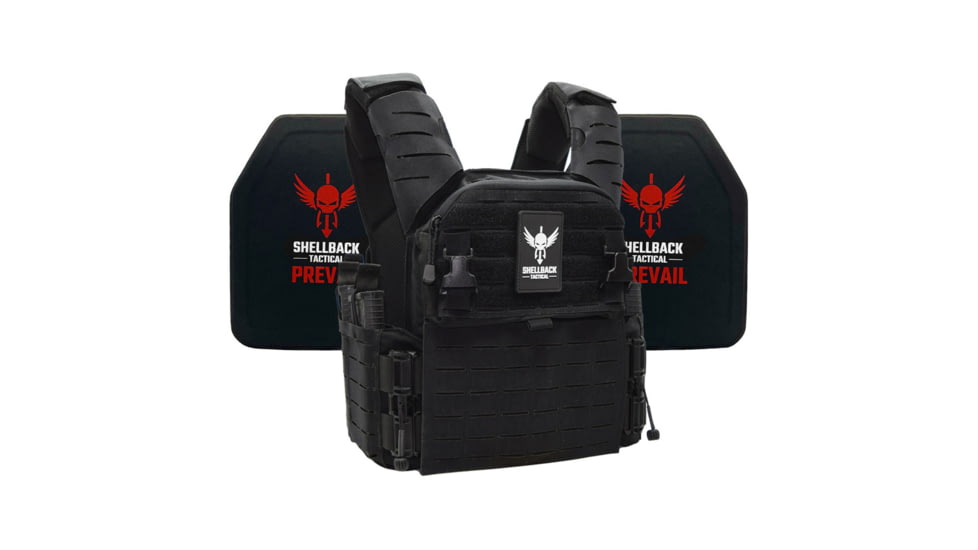 Shellback Tactical Banshee Elite 3.0 Lightweight Level IV Ceramic Plates Armor Kit, Black, Small/Medium, SBT-BANELT3-4SICMH-BK-SM