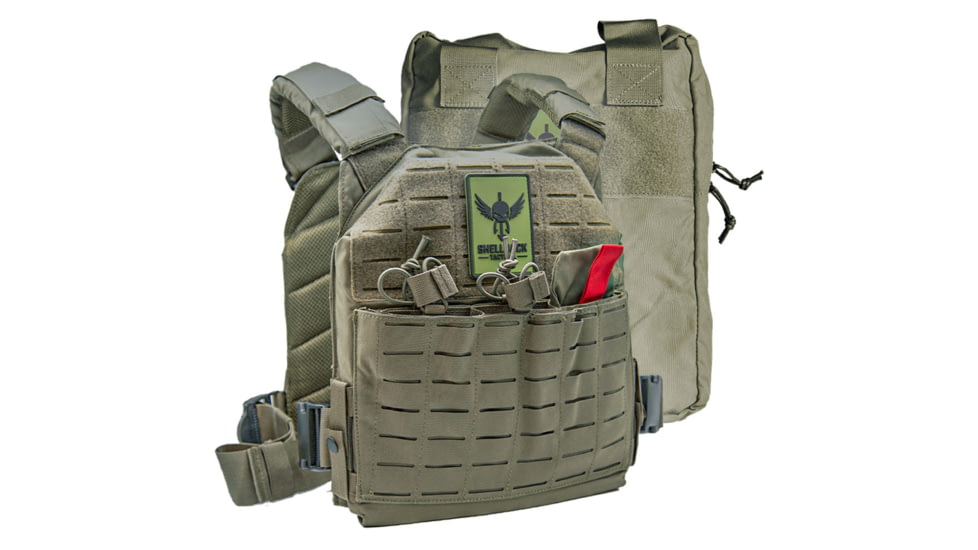 Shellback Tactical Defender 2.0 Active Shooter Kit, Plate Carrier and Bag, Ranger Green, One Size, SBT-9040-RG