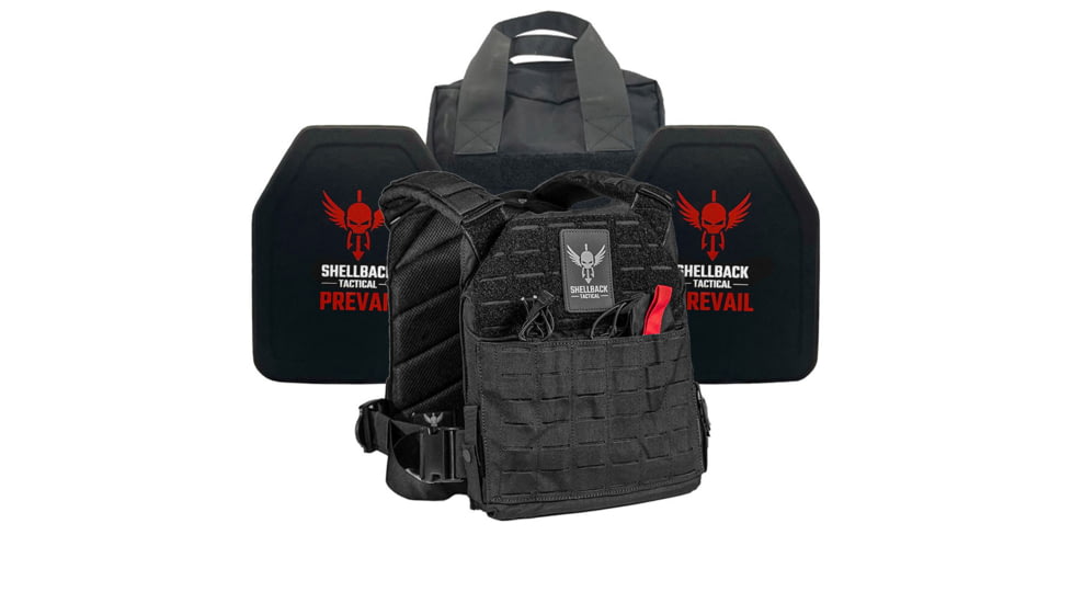 Shellback Tactical Defender 2.0 Lightweight Level IV Ceramic Plates Armor Kit, Black, One Size, SBT-9040-4SICMH-BK