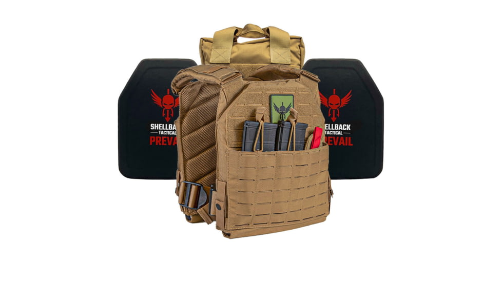 Shellback Tactical Defender 2.0 Lightweight Level IV Ceramic Plates Armor Kit, Coyote, One Size, SBT-9040-4SICMH-CT