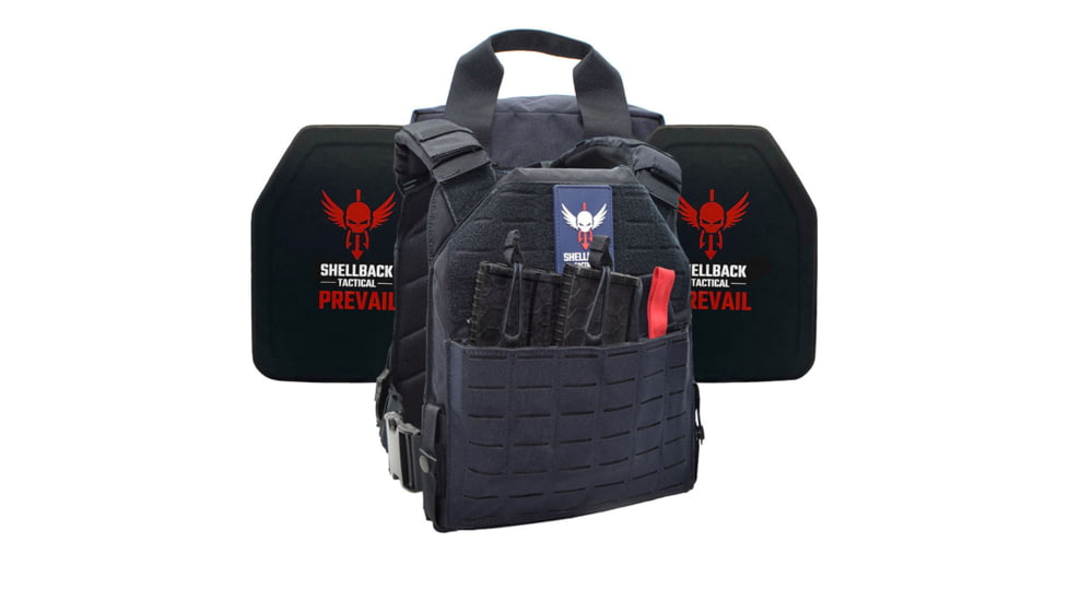 Shellback Tactical Defender 2.0 Lightweight Level IV Ceramic Plates Armor Kit, Navy Blue, One Size, SBT-9040-4SICMH-NB