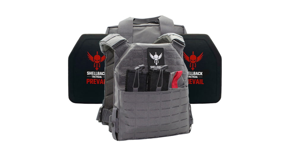 Shellback Tactical Defender 2.0 Lightweight Level IV Ceramic Plates Armor Kit, Wolf Grey, One Size, SBT-9040-4SICMH-WG