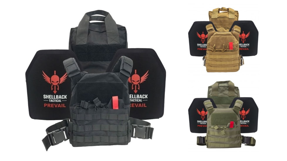 Shellback Tactical Defender Active Shooter Armor Kit with Level IV Armor Plates, Black, Coyote, Ranger Green