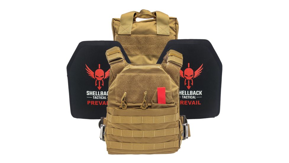 DEMO, Shellback Tactical Defender Active Shooter Armor Kit with Level IV Model 1155 Armor Plates, Coyote, One Size, NSN N, SBT-ACTSHOOT-AR-CT