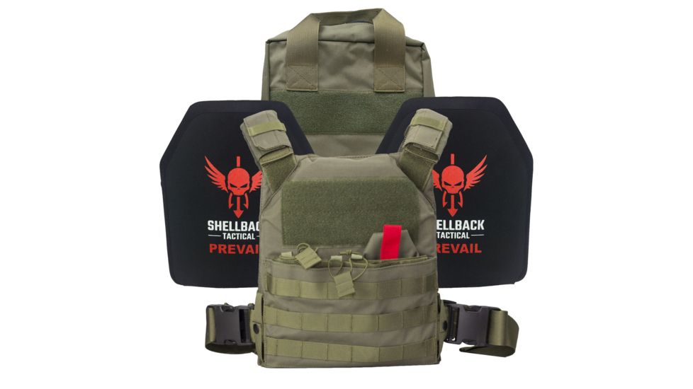 DEMO, Shellback Tactical Defender Active Shooter Armor Kit with Level IV Model 1155 Armor Plates, Ranger Green, One Size, NSN N, SBT-ACTSHOOT-AR-RG