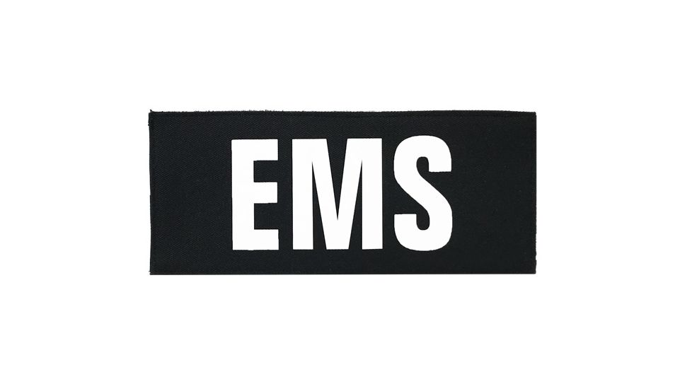 Shellback Tactical EMS ID Placard, Hook Back, 2 x 5in?h, White on Black, One Size Fits Most SBT-X213230-EMS-WB