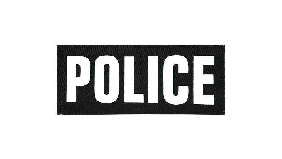 Shellback Tactical Police ID Placard, Hook Back, 2 x 5in?h, White on Black, One Size Fits Most SBT-X213230-POL-WB