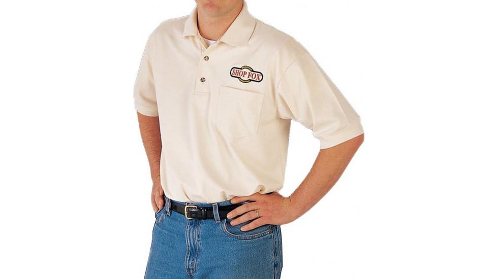 Shop Fox Short Sleeve Golf-Type Shirt with Shop Fox Logo, Small D3099