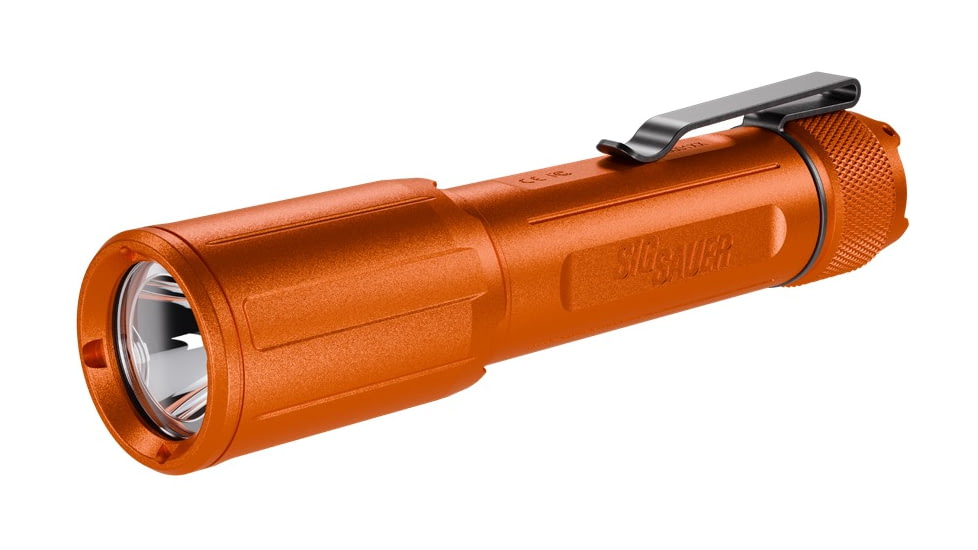 Sig Sauer FOXTROT-EDC FULL SIZE, Flashlight, 33,000 Candela, 1,350 Lumens, Includes Clip and Two Tailcaps, Matte Finish, Orange SOFEF001OR