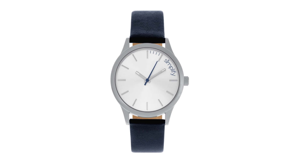 Simplify Simplify The 2400 Leather-Band Unisex Watch, Silver/Navy, One Size, SIM2406
