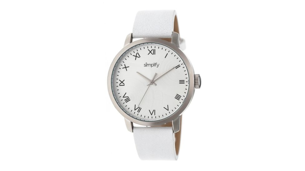Simplify The 4200 Leather Strap Watch, White/Silver, Standard SIM4201
