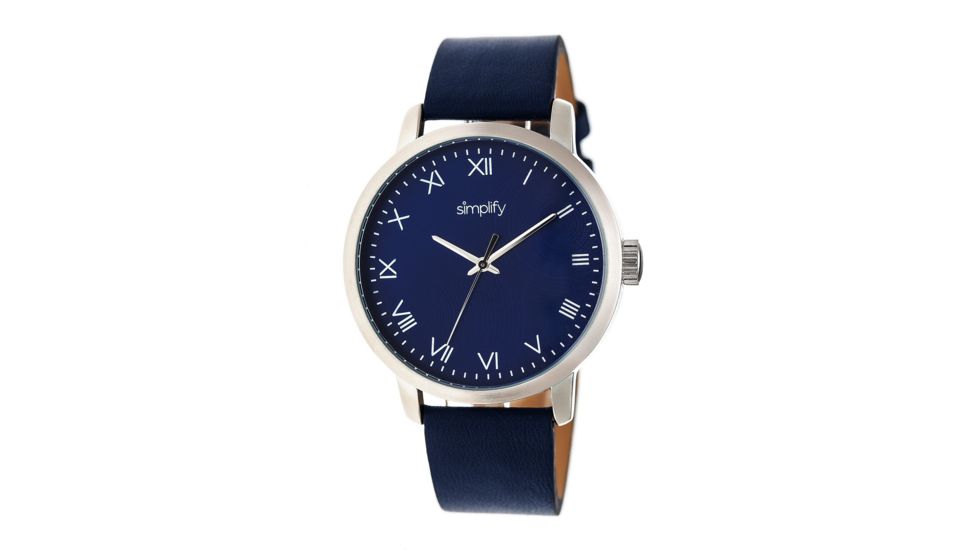 Simplify The 4200 Leather Strap Watch, Navy, Standard SIM4204