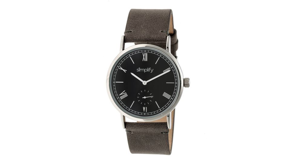 Simplify The 5100 Leather-Band Watch, Black/Charcoal SIM5104