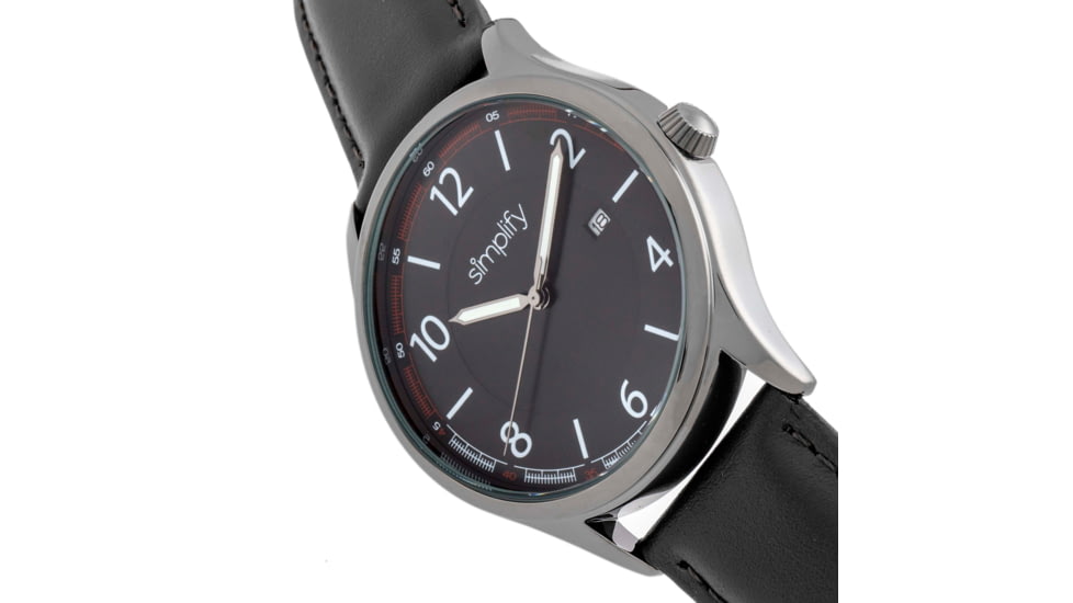 Simplify The 6900 Leather-Band Watch w/ Date, Black, One Size, SIM6904