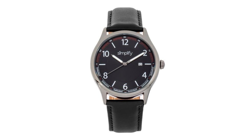 Simplify The 6900 Leather-Band Watch w/ Date, Black, One Size, SIM6904