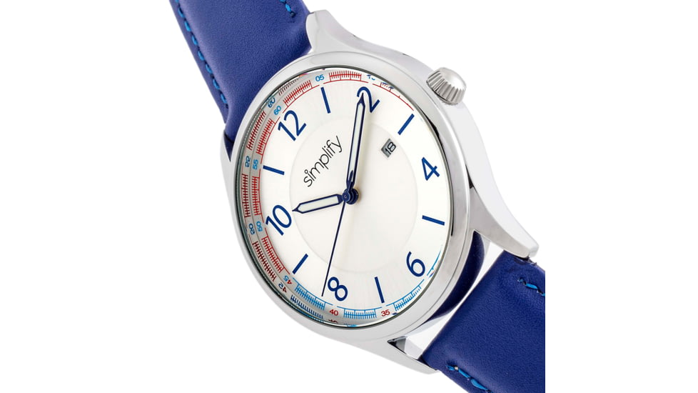 Simplify The 6900 Leather-Band Watch w/ Date, Blue, One Size, SIM6903