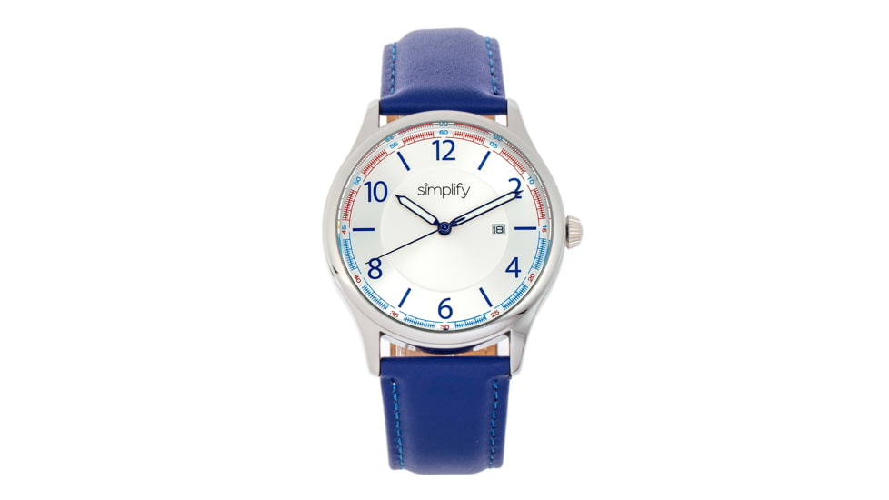 Simplify The 6900 Leather-Band Watch w/ Date, Blue, One Size, SIM6903