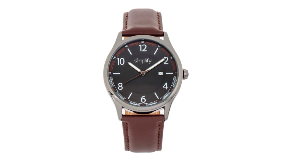 Simplify The 6900 Leather-Band Watch w/ Date, Brown, One Size, SIM6905