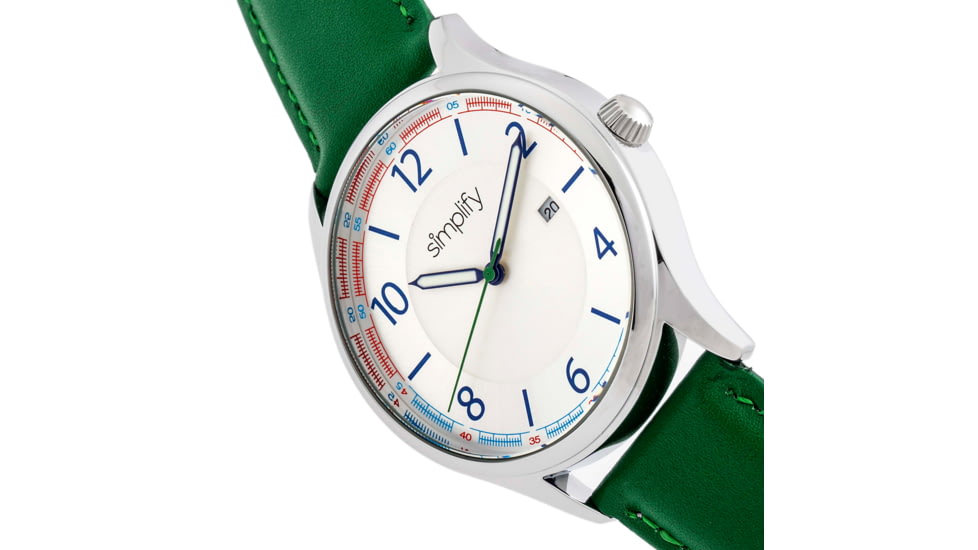 Simplify The 6900 Leather-Band Watch w/ Date, Green, One Size, SIM6902