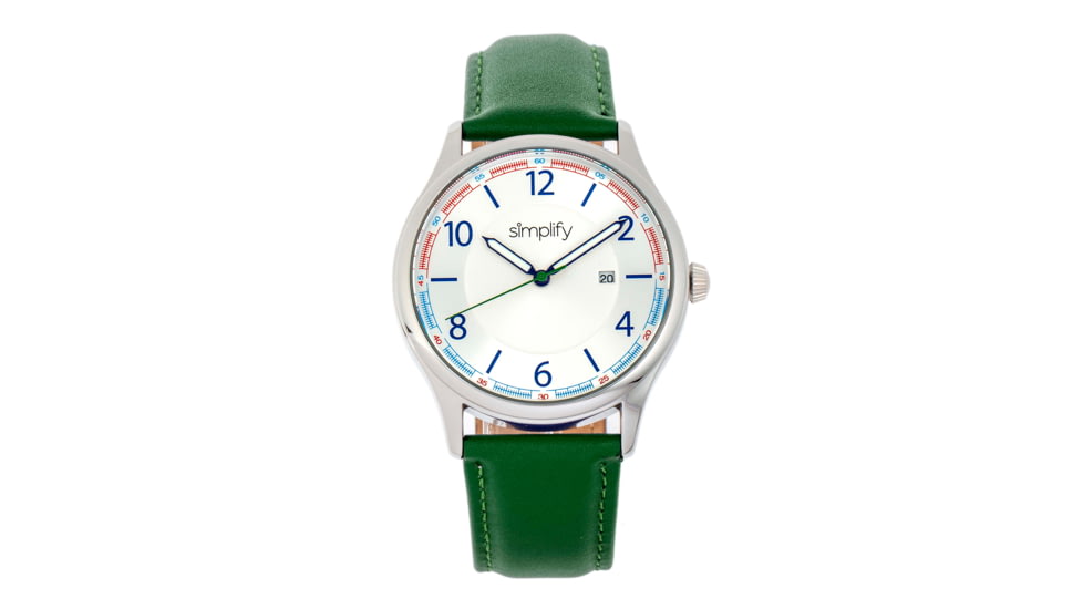 Simplify The 6900 Leather-Band Watch w/ Date, Green, One Size, SIM6902