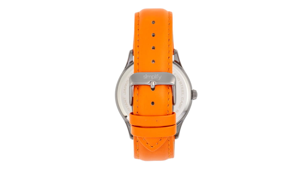 Simplify The 6900 Leather-Band Watch w/ Date, Orange, One Size, SIM6906