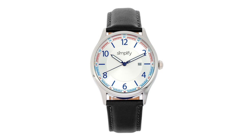 Simplify The 6900 Leather-Band Watch w/ Date, White, One Size, SIM6901