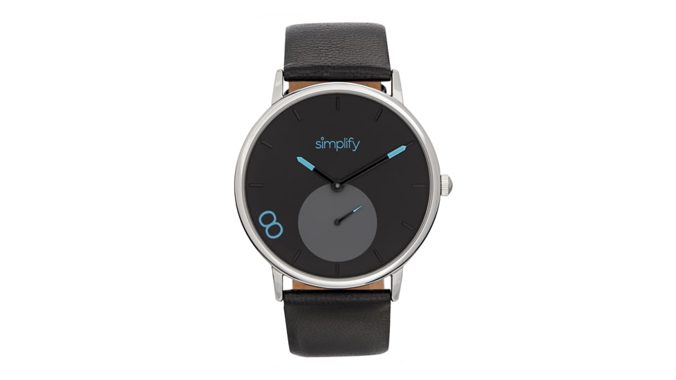 Simplify The 7200 Leather-Band Watch, Black/Black, One Size, SIM7202