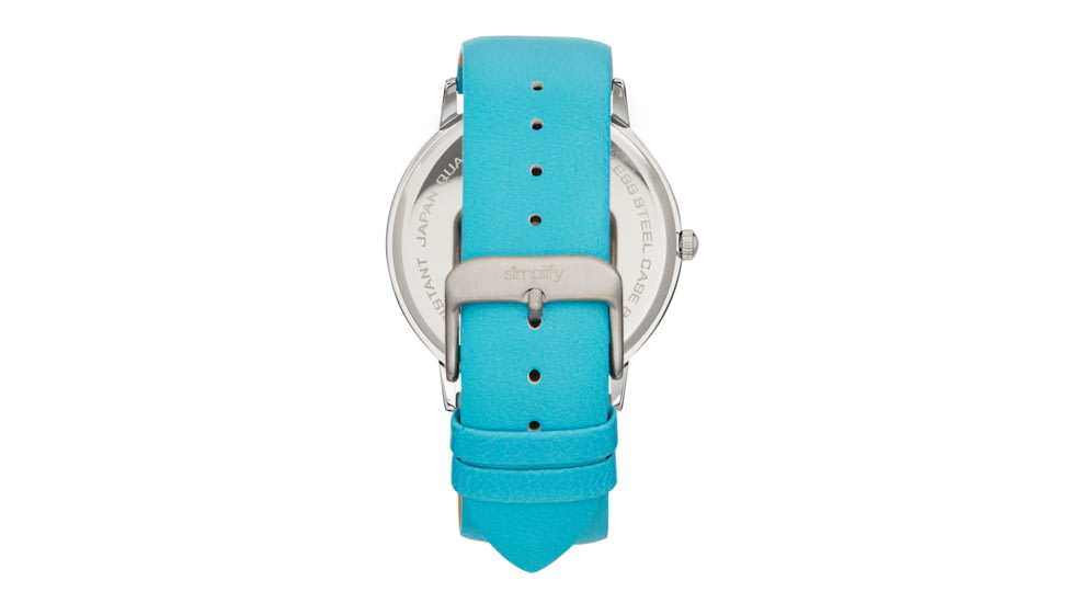 Simplify The 7200 Leather-Band Watch, Black/Turquoise, One Size, SIM7203