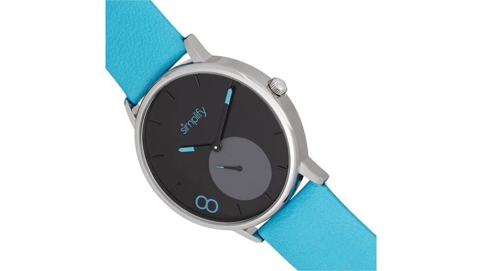 Simplify The 7200 Leather-Band Watch, Black/Turquoise, One Size, SIM7203