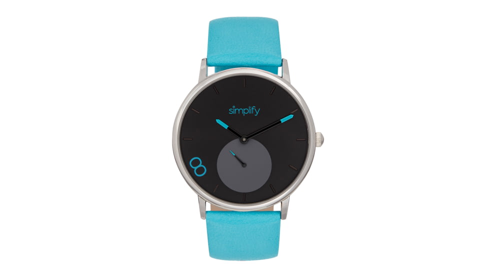 Simplify The 7200 Leather-Band Watch, Black/Turquoise, One Size, SIM7203