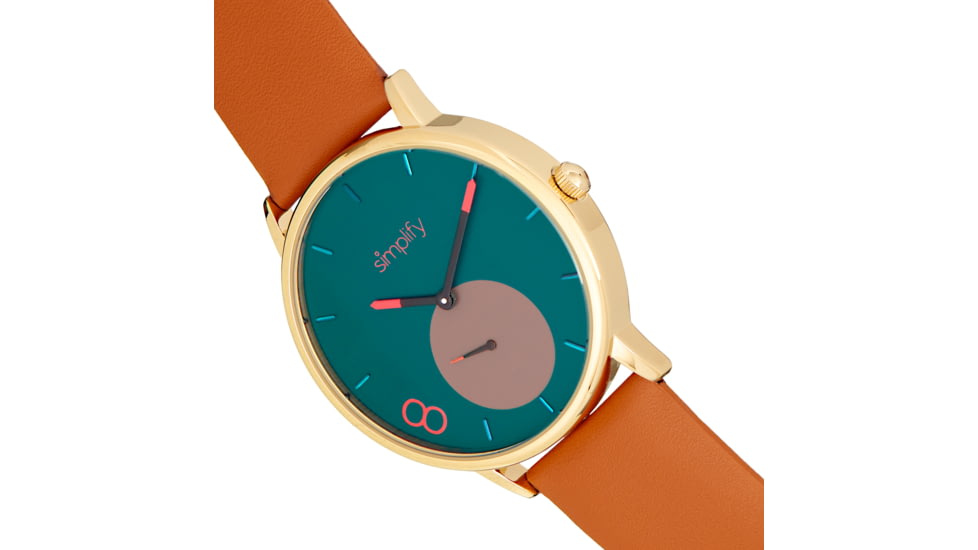 Simplify The 7200 Leather-Band Watch, Navy/Light Brown, One Size, SIM7204