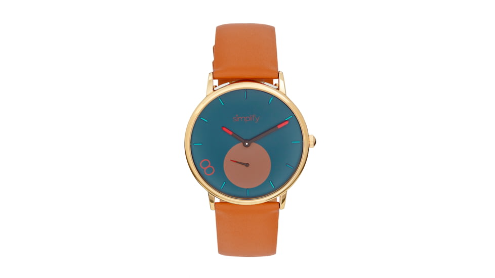 Simplify The 7200 Leather-Band Watch, Navy/Light Brown, One Size, SIM7204