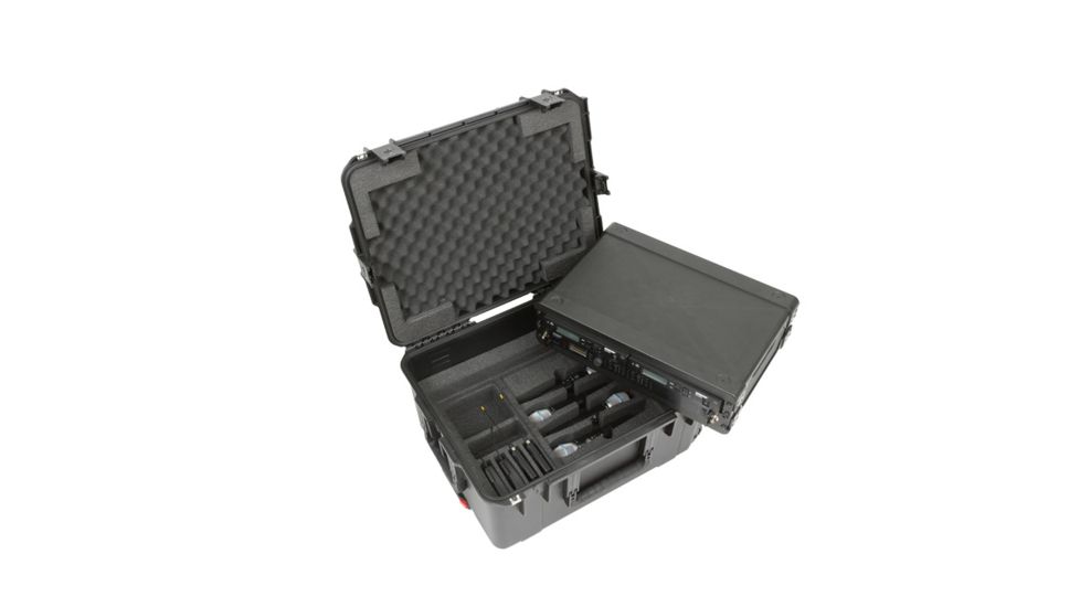 SKB Cases 2U iSeries Wireless Mic Fly Rack with Wheels, Black, 25.25in x 19.75in x 12.75in 3i-221710WMC