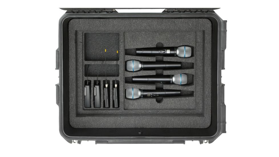 SKB Cases 2U iSeries Wireless Mic Fly Rack with Wheels, Black, 25.25in x 19.75in x 12.75in 3i-221710WMC