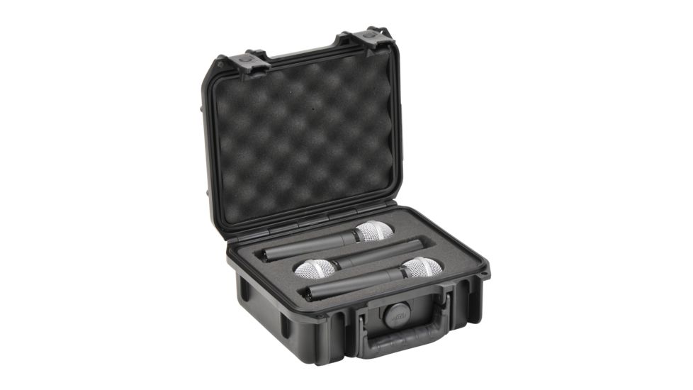 SKB Cases Injection Molded Microphone Case, 3 Mics, Black, 3I-0907-MC3