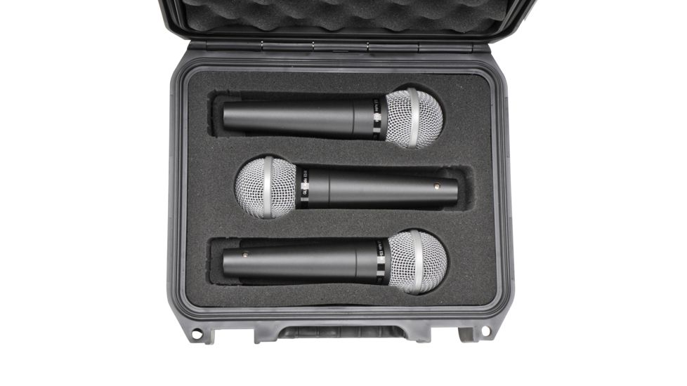 SKB Cases Injection Molded Microphone Case, 3 Mics, Black, 3I-0907-MC3