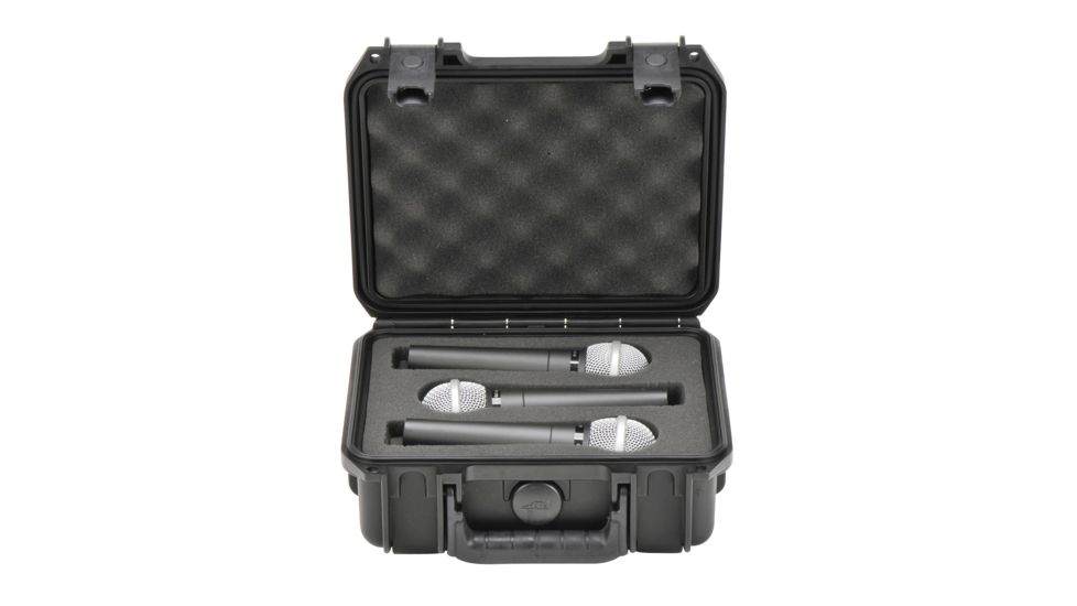 SKB Cases Injection Molded Microphone Case, 3 Mics, Black, 3I-0907-MC3