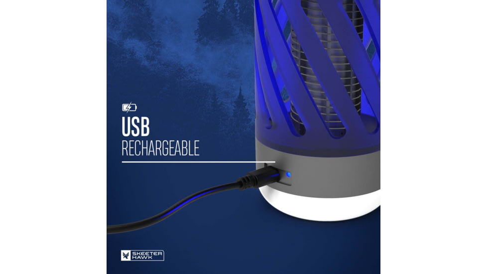 SKEETER HAWK Rechargeable Personal Bug Zapper w/ LED Lantern, Grey, SKE-ZAP-0001