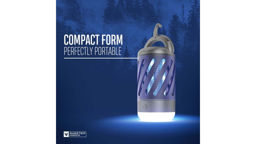 SKEETER HAWK Rechargeable Personal Bug Zapper w/ LED Lantern, Grey, SKE-ZAP-0001