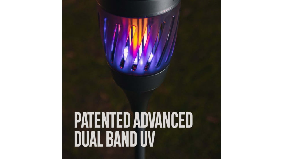 SKEETER HAWK Solar Torch Zapper w/ Flickering Flame, Grey, SKE-ZAP-1008