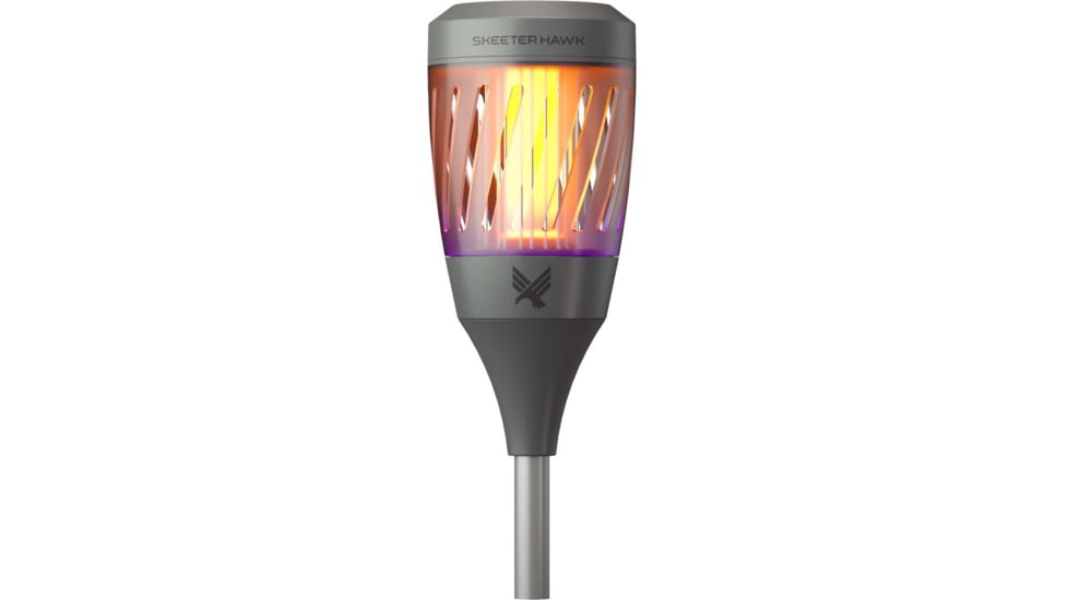 SKEETER HAWK Solar Torch Zapper w/ Flickering Flame, Grey, SKE-ZAP-1008