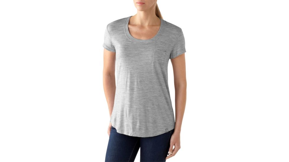 Smartwool Boyfriend Pocket Tee - Women's-Light Gray Heather-X-Small